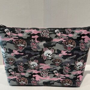 Ed Hardy Ladies Large Cosmetics Pouch with zipper closure.